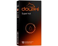 Презервативы Dolphi Super hot с ребрами и точками и разогревающей смазкой, 12 шт